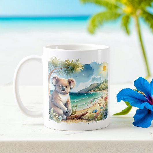 Zomer Waterverf Koala op het strand Koffiemok