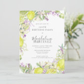 Zomer Waterverf Lavendel Lemons 100e Verjaardag Kaart (Staand voorkant)