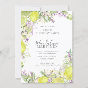Zomer Waterverf Lavendel Lemons 100e Verjaardag Kaart
