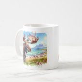 Zomer Waterverf Moose op het strand Koffiemok (Voorkant links)