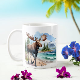 Zomer Waterverf Moose op het strand Koffiemok