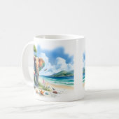 Zomer Waterverf Olifant op het strand Koffiemok (Voorkant links)