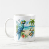 Zomer Waterverf Papegaai op het strand Koffiemok (Links)