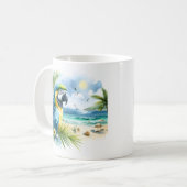 Zomer Waterverf Papegaai op het strand Koffiemok (Voorkant links)