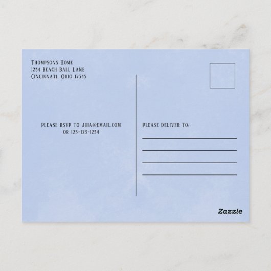 Zomer Waterverf Pool Party Uitnodigingen (Achterkant)