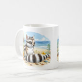 Zomer Waterverf Ringtail op het strand Koffiemok (Voorkant links)