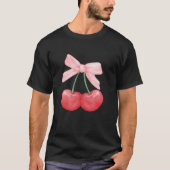 Zomer Waterverf Rode Kersen Coquette met Roze T-shirt (Voorkant)