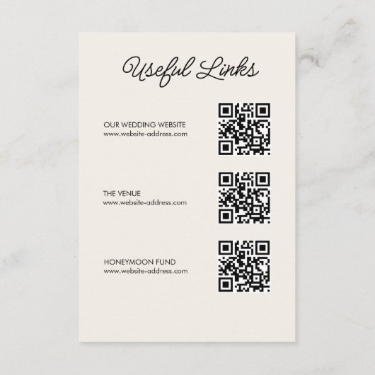 Zomer Waterverf strand bruiloft details QR-code Informatiekaartje (Achterkant)