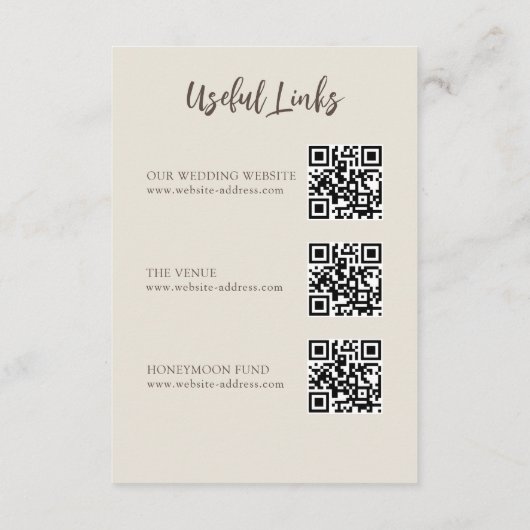 Zomer Waterverf strand bruiloft details QR-code Informatiekaartje (Achterkant)