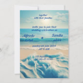 zomer waterverf strand oceaan blauw bruiloft kaart (Voorkant)