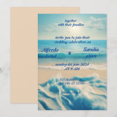 zomer waterverf strand oceaan blauw bruiloft kaart (Voorkant / Achterkant)