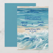 zomer waterverf strand oceaan blauw bruiloft kaart (Voorkant / Achterkant)