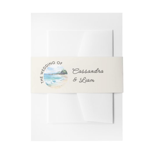 Zomer Waterverf strand thema bruiloft Uitnodigingen Wikkel (Voorkant Voorbeeld)