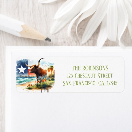 Zomer Waterverf Texas Long Horn Etiket (Insitu)