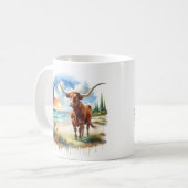 Zomer Waterverf Texas Long Horn Koffiemok (Voorkant links)