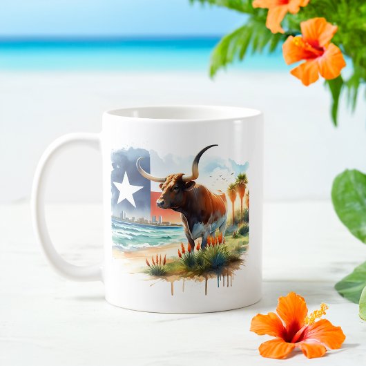 Zomer Waterverf Texas Long Horn Koffiemok