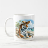 Zomer Waterverf tijger op het strand Koffiemok (Links)