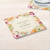 Zomer Waterverf Tuin Bloemen Bruiloft Kartonnen Onderzetters (Schuin)