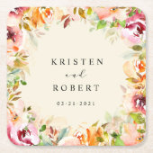 Zomer Waterverf Tuin Bloemen Bruiloft Kartonnen Onderzetters (Voorkant)