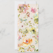 Zomer Waterverf Tuin Bloemen Bruiloft Menu Kaart (Achterkant)