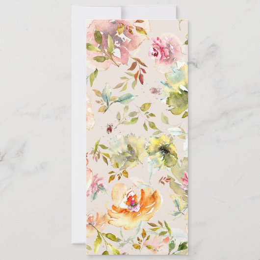 Zomer Waterverf Tuin Bloemen Bruiloft Menu Kaart (Achterkant)