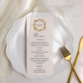 Zomer Waterverf Tuin Bloemen Bruiloft Menu Kaart