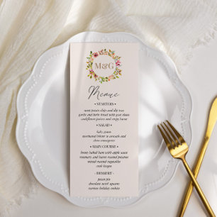 Zomer Waterverf Tuin Bloemen Bruiloft Menu Kaart
