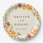 Zomer Waterverf Tuin Bloemen Bruiloft Papieren Bordje (Voorkant)