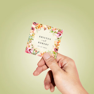 Zomer Waterverf Tuin Bloemen Bruiloft Vierkante Sticker