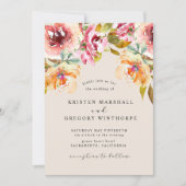 Zomer Waterverf Tuin Bloemen Elegant Bruiloft Kaart (Voorkant)