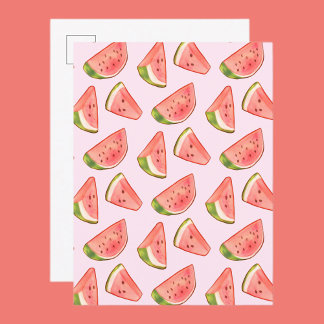 Zomer Waterverf Watermeloen Schijven Briefkaart