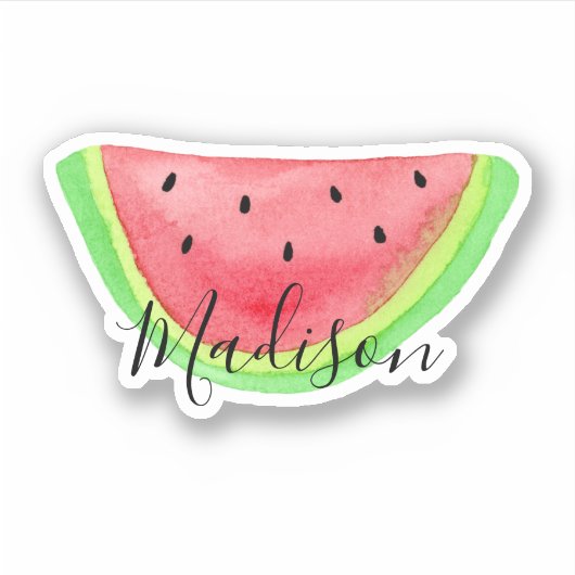 Zomer Waterverf Watermelon Slice Naam Sticker (Voorkant)