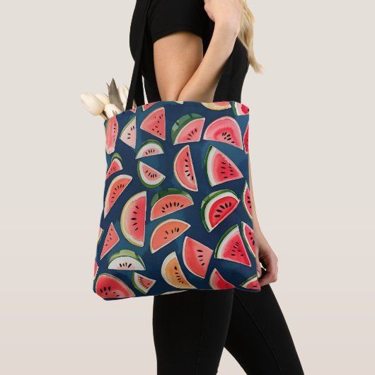 Zomer Waterverf Watermelon Slices Patten Tote Bag (Dichtbij)