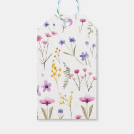 Zomer Waterverf Wildbloemen Cadeaulabel