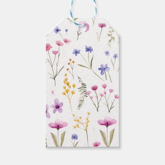 Zomer Waterverf Wildbloemen Cadeaulabel (Voorkant)