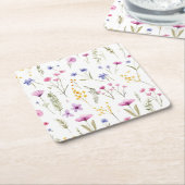 Zomer Waterverf Wildbloemen Kartonnen Onderzetters (Schuin)