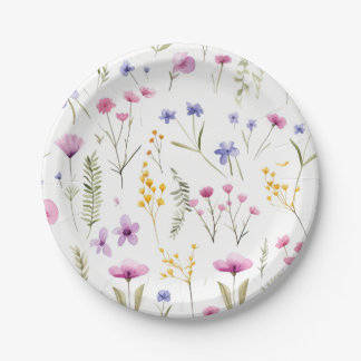 Zomer Waterverf Wildbloemen Papieren Bordje