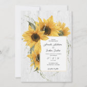 Zomer waterverf zonnebloem, rustieke schuur bruilo kaart (Voorkant)