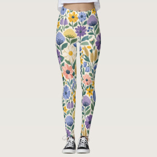 Zomer Weide Botanisch Bloem Motief Leggings