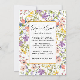 Zomer weide met wilde bloemen Sip And See Uitnodig Kaart