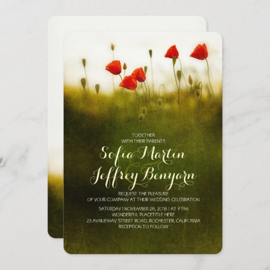 Zomer weide wilde bloemen bruiloft uitnodigingen (Voorkant / Achterkant)