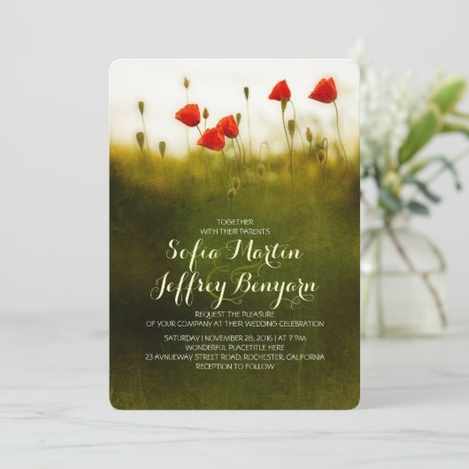 Zomer weide wilde bloemen bruiloft uitnodigingen (Staand voorkant)