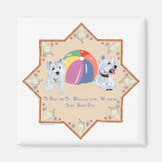 Zomer Westies Zandig Magneet (Voorkant)