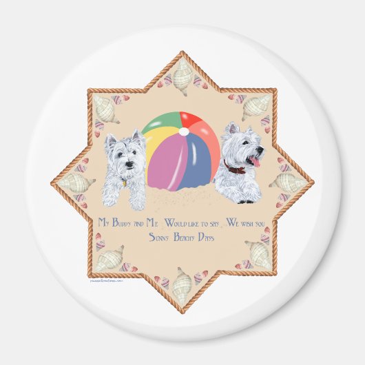 Zomer Westies Zandig Magneet (Voorkant)