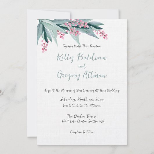 Zomer Wijze Bloemen Huwelijksuitnodiging Kaart (Voorkant)