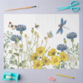 Zomer Wildbloem Bloemen Dragonfly Bee Blue Craft Tissuepapier (Craft)