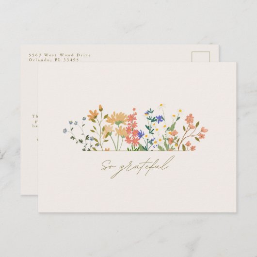 Zomer Wildbloem Boho bruiloft Dank u Briefkaart (Voorkant / Achterkant)