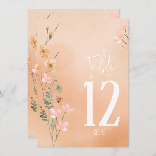 Zomer Wildbloem Tafelnummer V2 Abrikoos ID1023 (Voorkant / Achterkant)