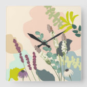 Zomer Wildbloemen Abstract Pastel Vierkante Klok (Voorkant)