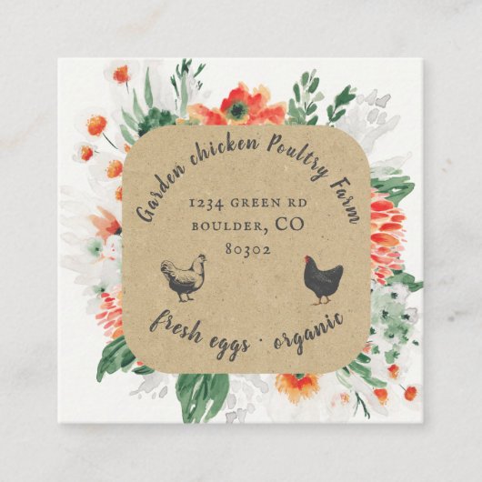 Zomer Wildbloemen Bloemen Bloemen Boerderij Visite Vierkante Visitekaartje (Voorkant)